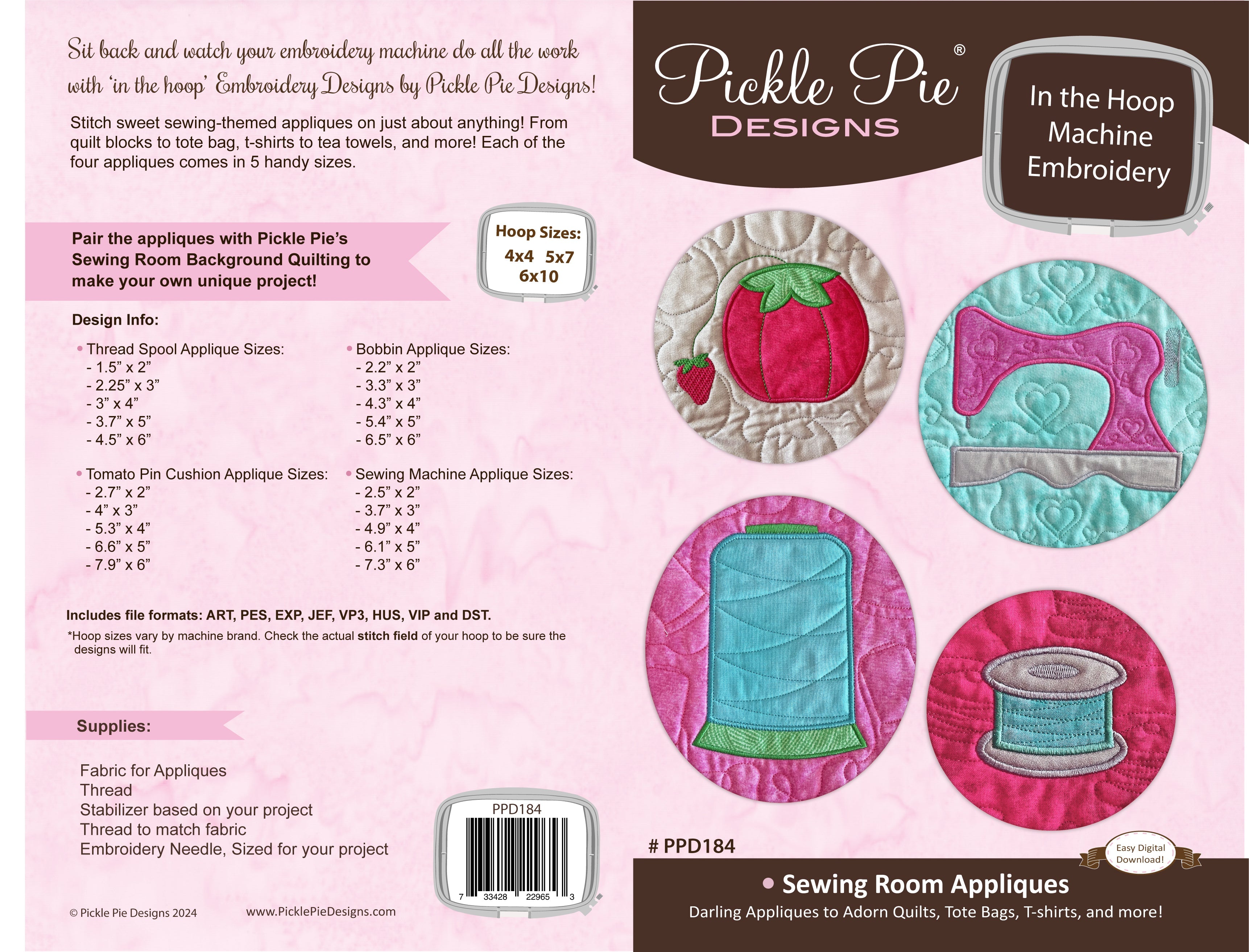 Sewing Room Applique Set In the Hoop Machine Embroidery Design