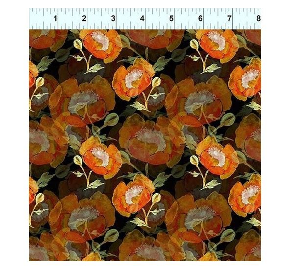 Reflections of Autumn Shadow Poppies quilting cotton fabric