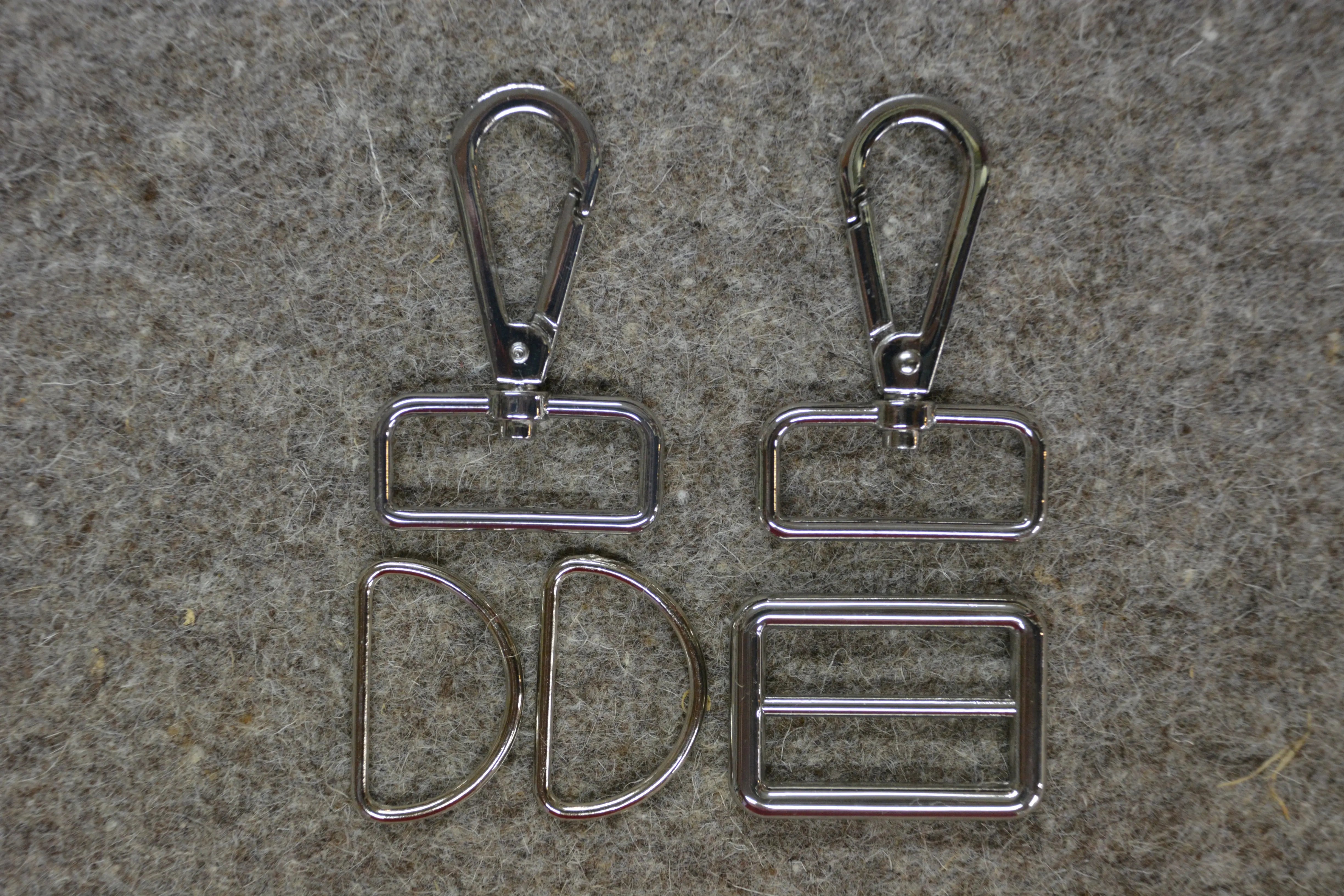 Silver 1-1/4in Wide Bag Strap Hardware 5pc