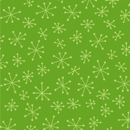 Simply Prints - Tossed Snowflake - Green 44" / 45" Fabric Per Yard