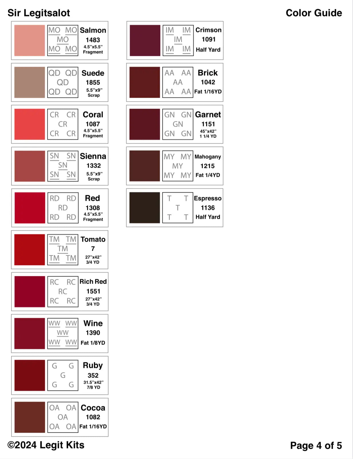 Sir Legitsalot Pattern Legit Kits