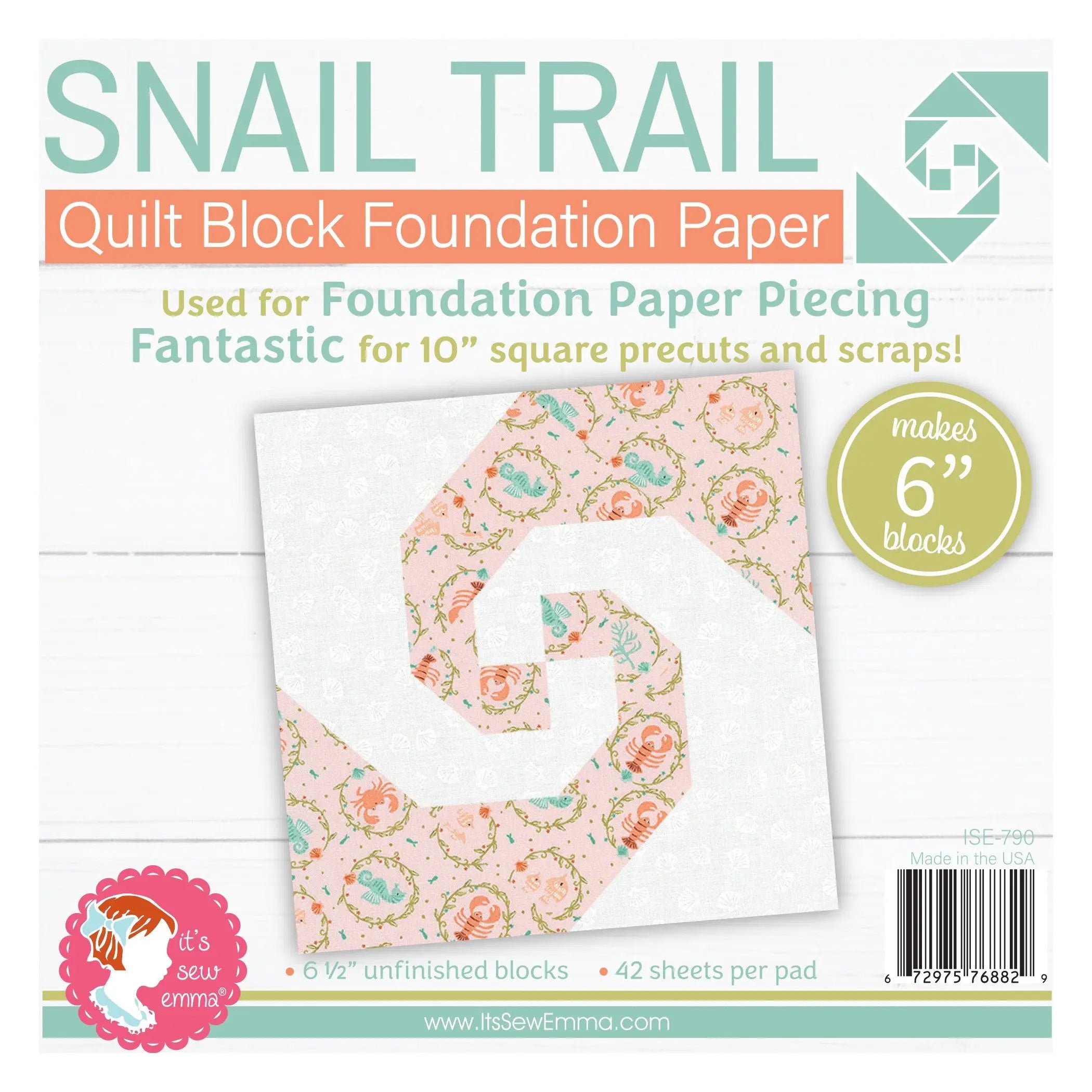 Snail Trail 6in Block Foundation Paper Pad - Linda's Electric Quilters