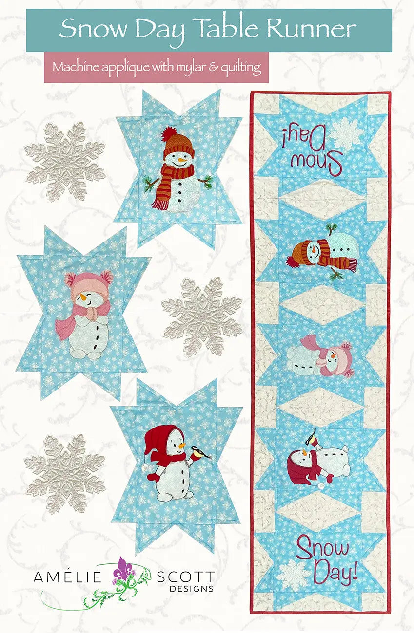 Snow Day Table Runner - Linda's Electric Quilters