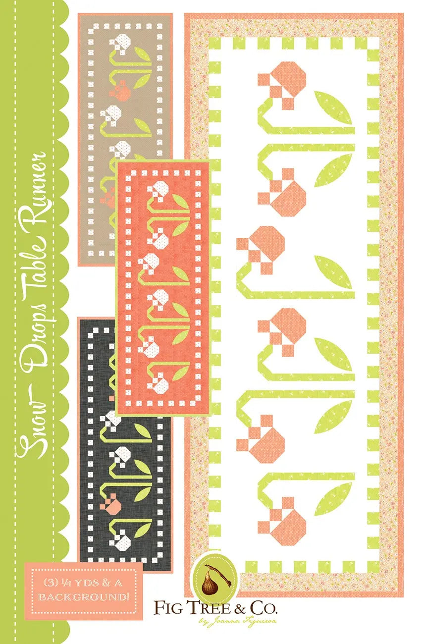 Snow Drop Table Runner - Linda's Electric Quilters