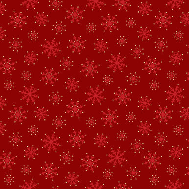 Snowflakes Metallic Red Merry Mix 43"/44" Cotton Fabric Per Yard