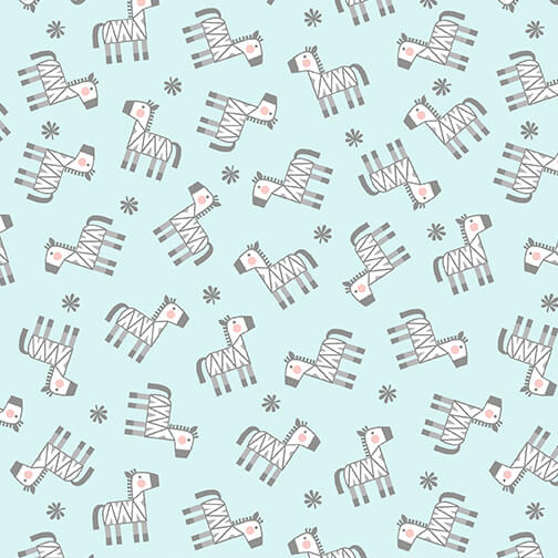 Snuggle in the Jungle Flannel - Baby Zebra - Turquoise 44"/45" Cotton Flannel Fabric per yard