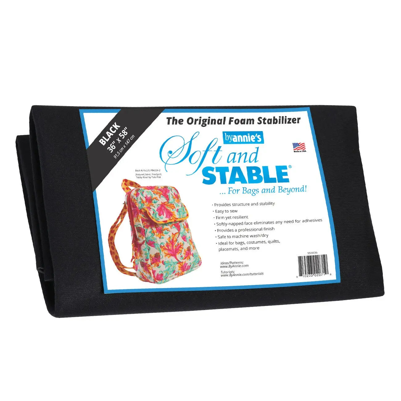 Soft and Stable Black 100% Polyester Foam Stabilizer 36in x 58in