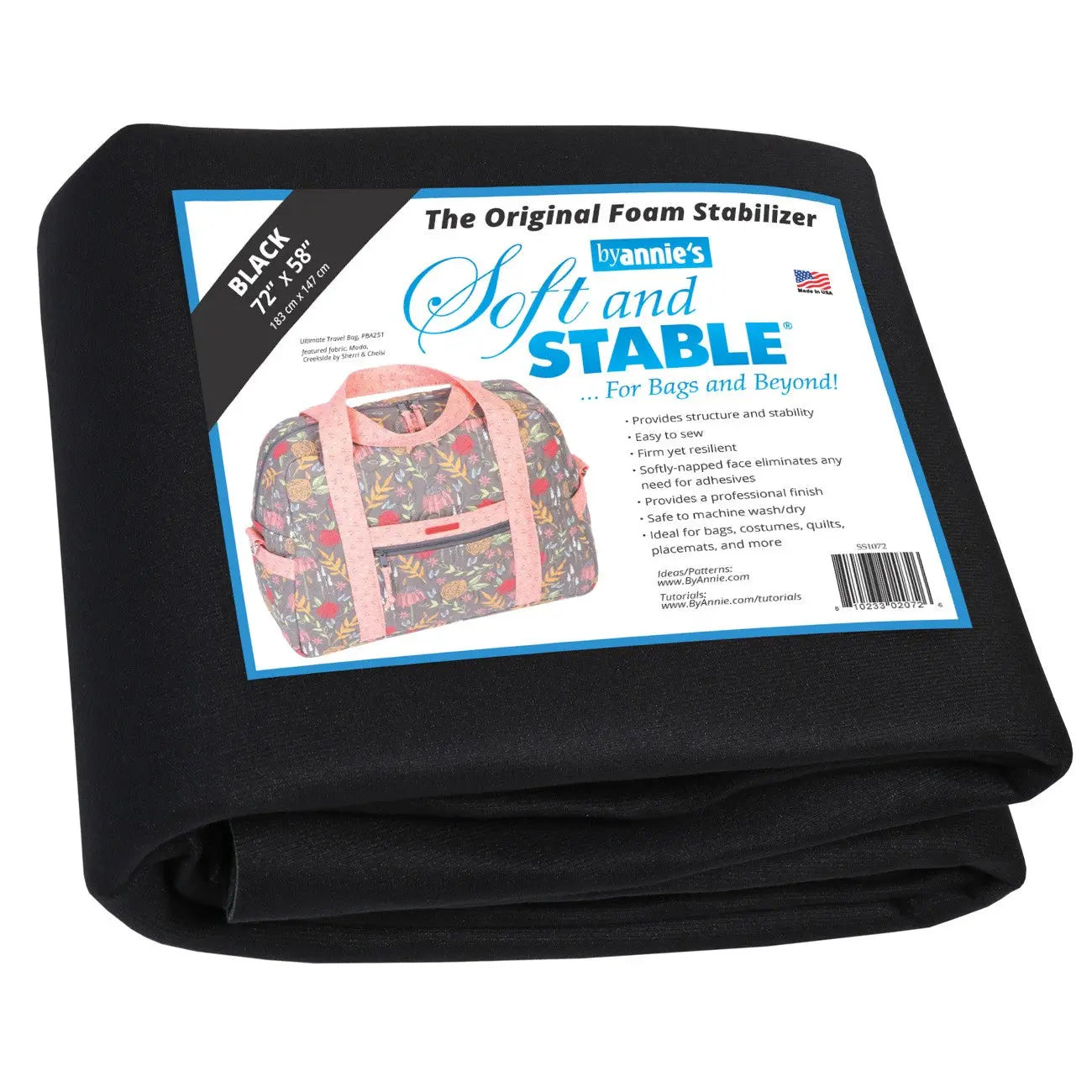 Soft and Stable Black 100% Polyester Foam Stabilizer 72in x 58in - Linda's Electric Quilters