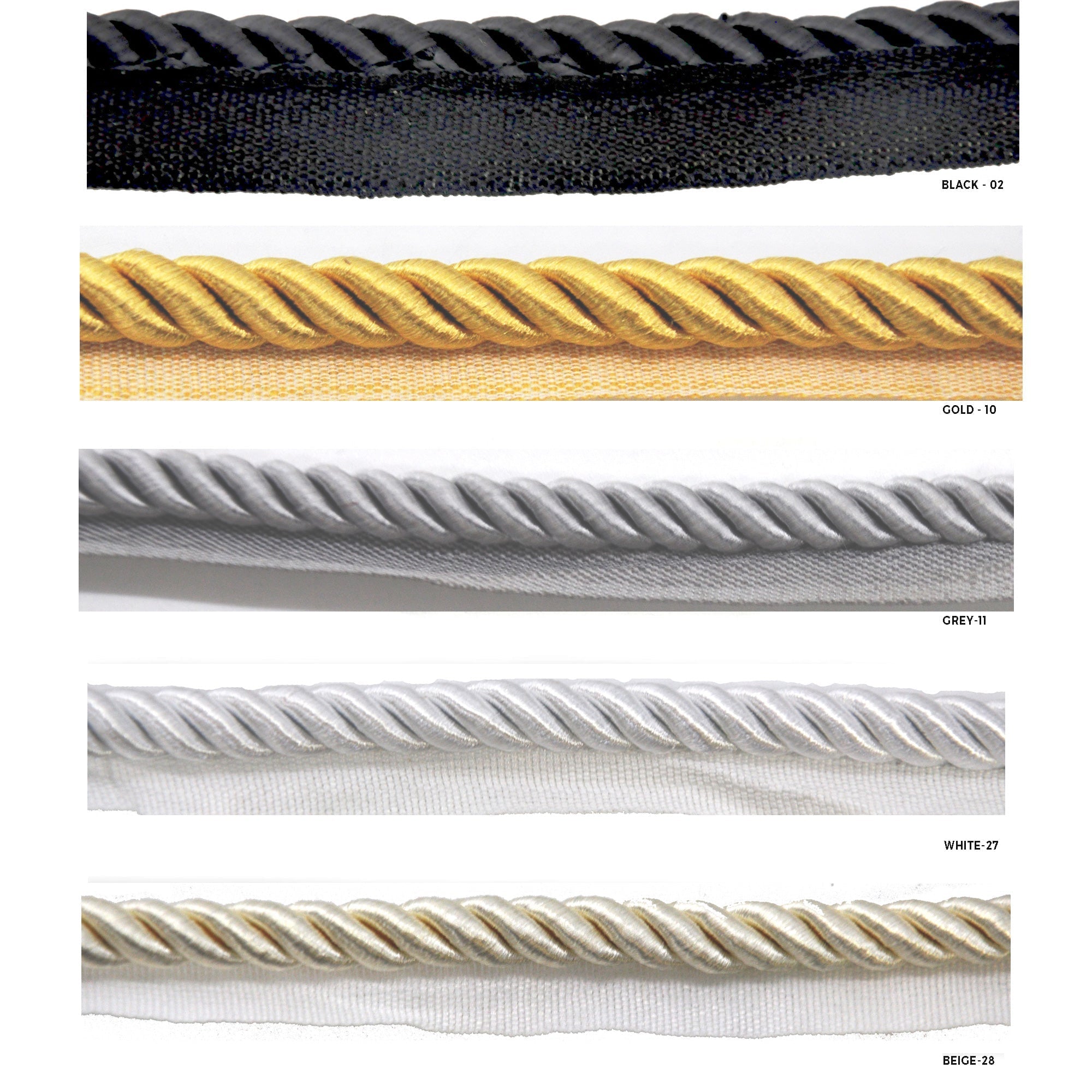 Softer Collection 3/8" Cord with Lip - 50 Yard Bolt - Multiple Colors BC-1012