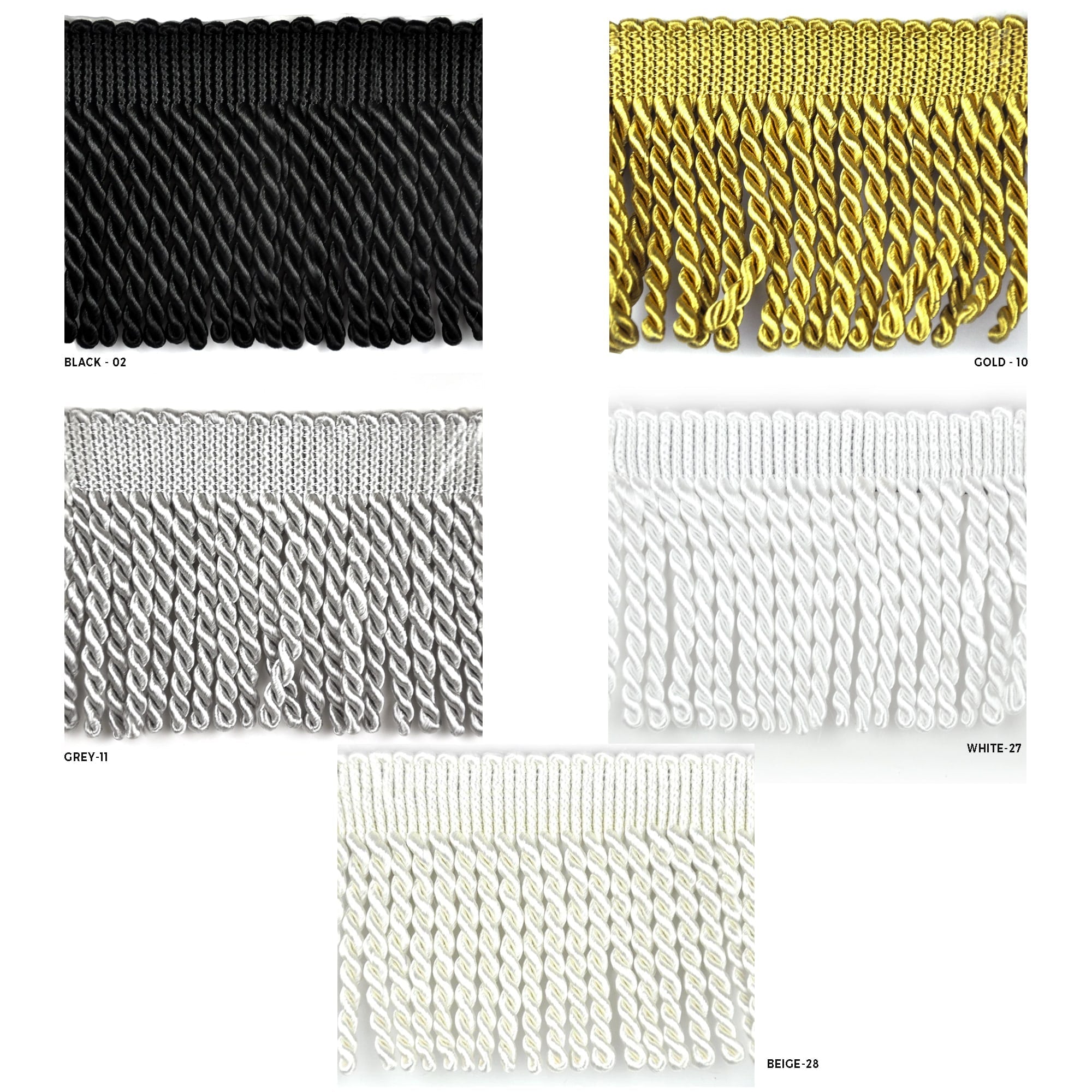 Softer Collection 4" Bullion Fringe - 15 Yard Bolt - Multiple Colors BF-4043