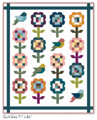Songsparrow Quilt Kit — Riley Blake Confetti Cottons Moody, finished size 71 x 86 inches