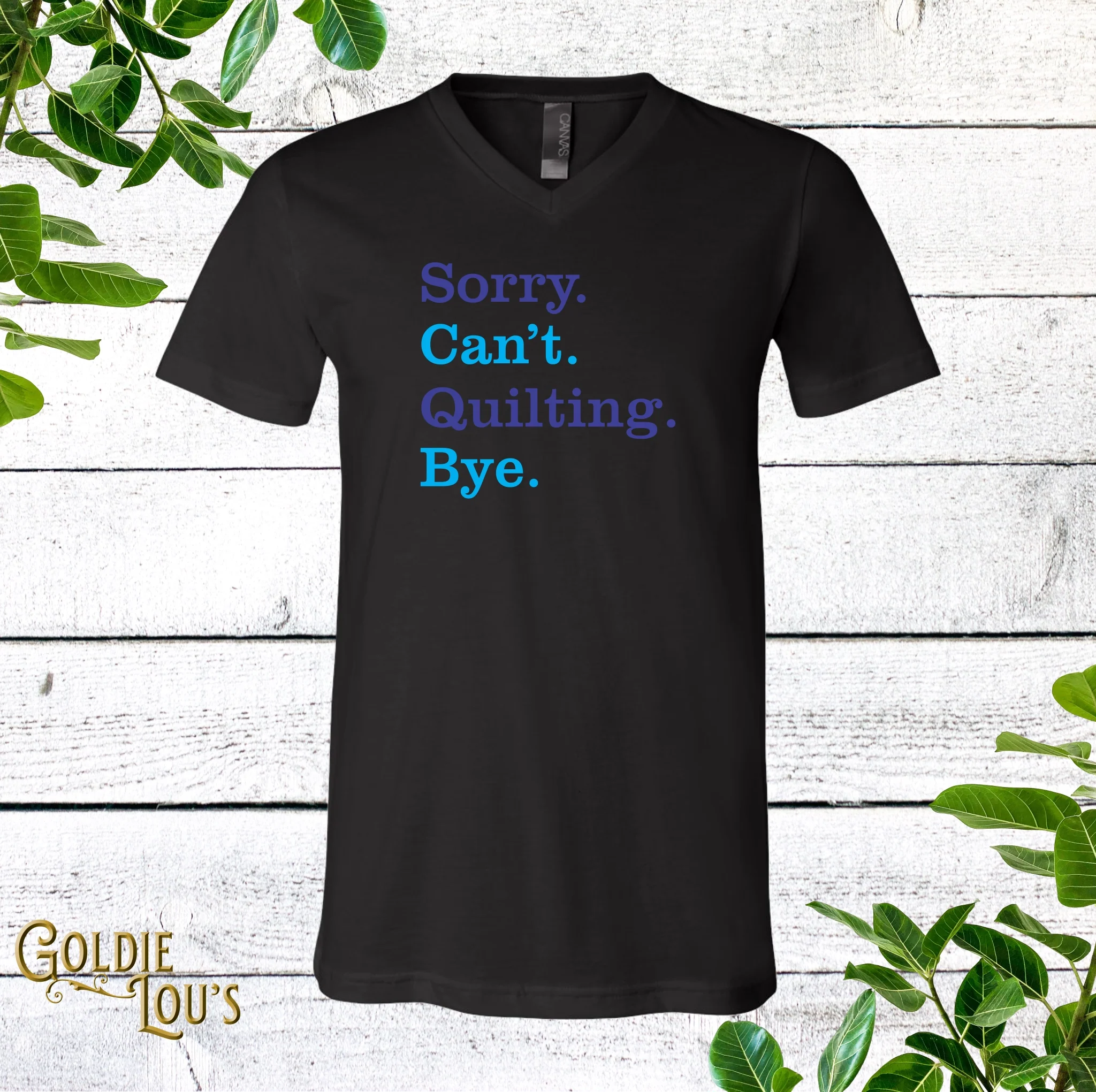 Sorry. Can't. Quilting. Bye. V-Neck T-shirt