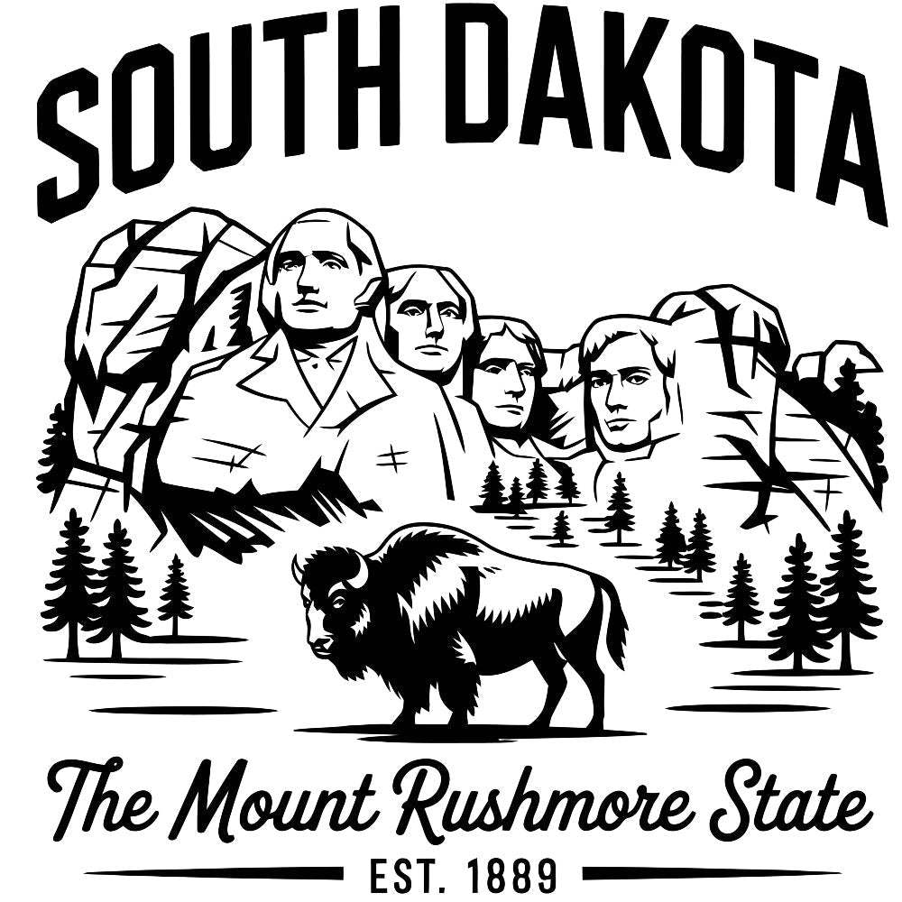 South Dakota Black and White Fabric Panel QuiltingFabricPanels