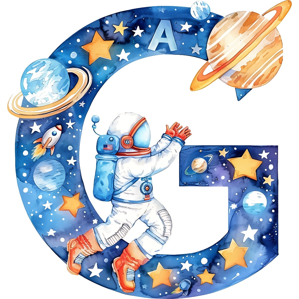 Space Alphabet Letter G Fabric Panel