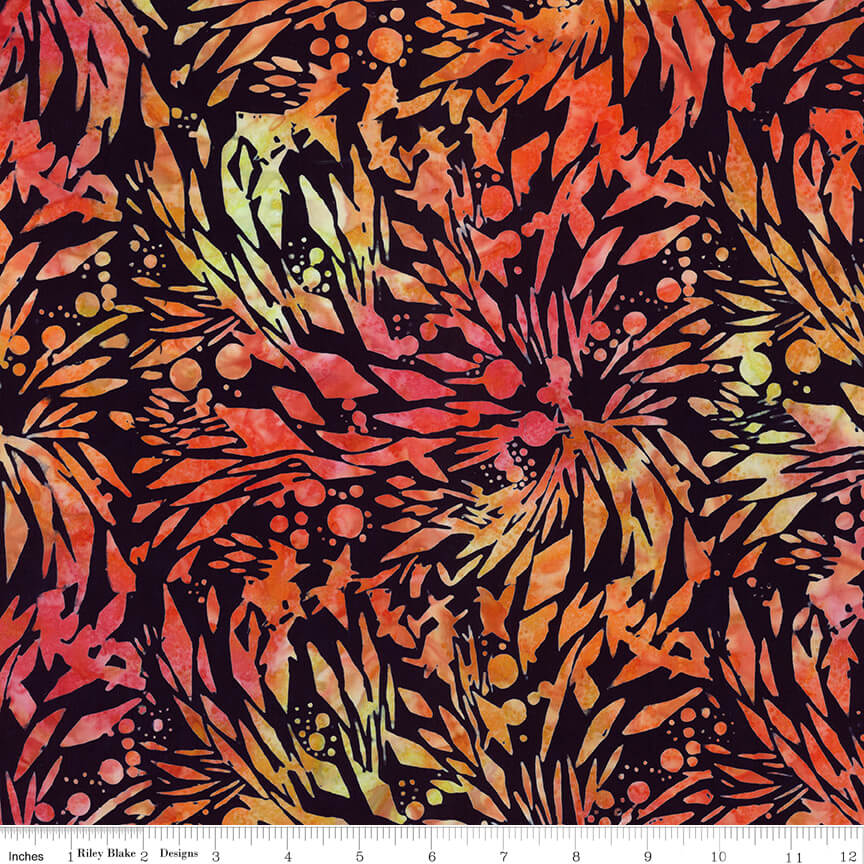 Splatter Batiks Alani hand-dyed batik quilting fabric by Riley Blake Designs, warm multicolor cotton batik, sold by the yard
