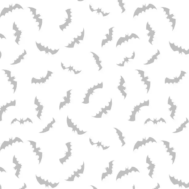 Spooky Spectacle - Bat Toss White on White Cotton 44"/45" Fabric Per Yard Wilmington Fabrics