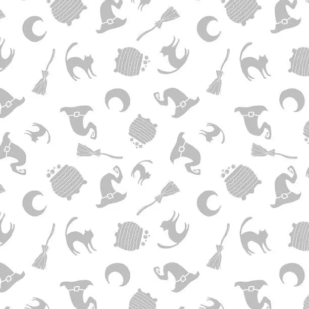 Spooky Spectacle - Witches Brew All Over White on White Cotton 44"/45" Fabric Per Yard Wilmington Fabrics