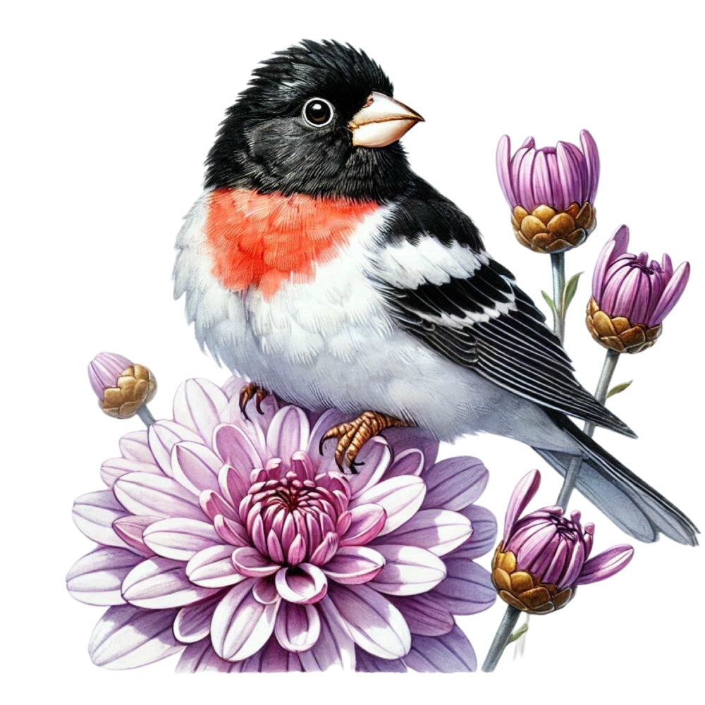 Spring Birds and Flowers Fabric Panel 4