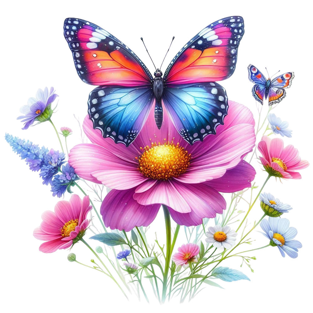 Spring Flowers and Butterflies Fabric Panel 19 QuiltingFabricPanels