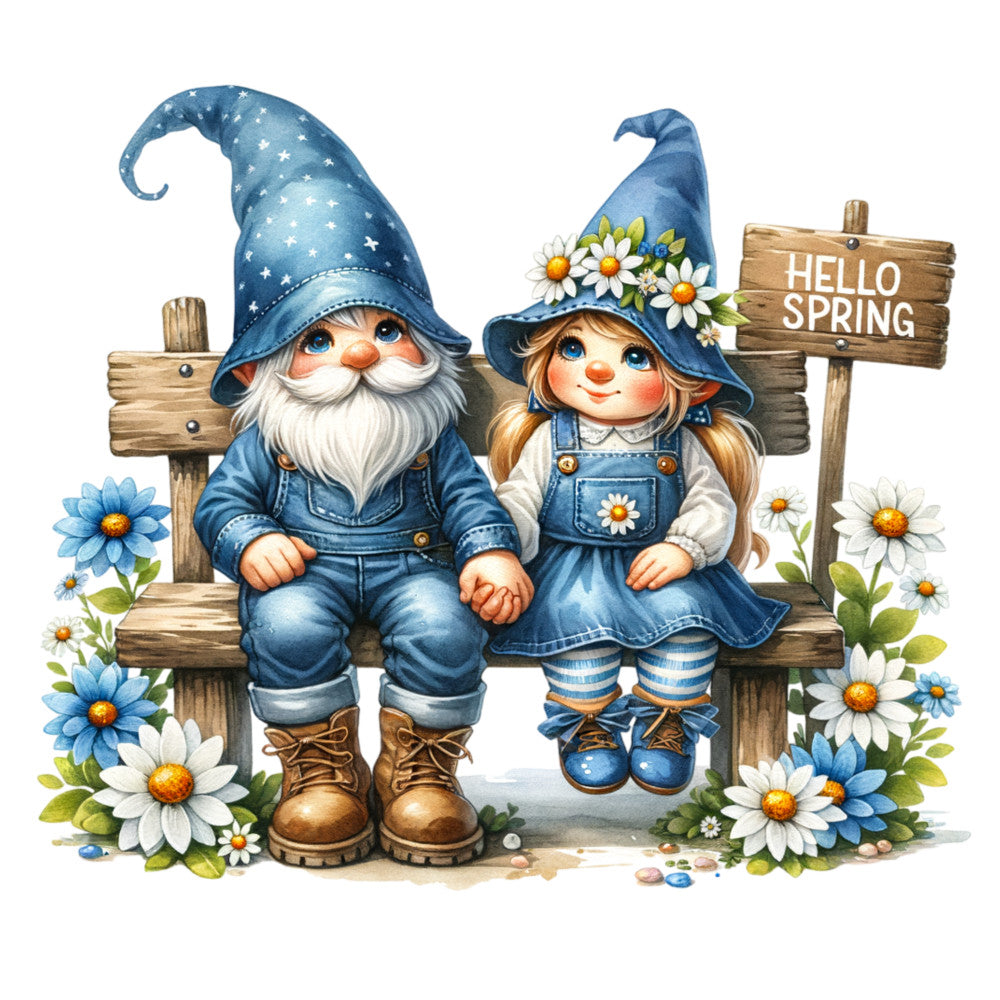 Spring Garden Gnome Fabric Panel 1