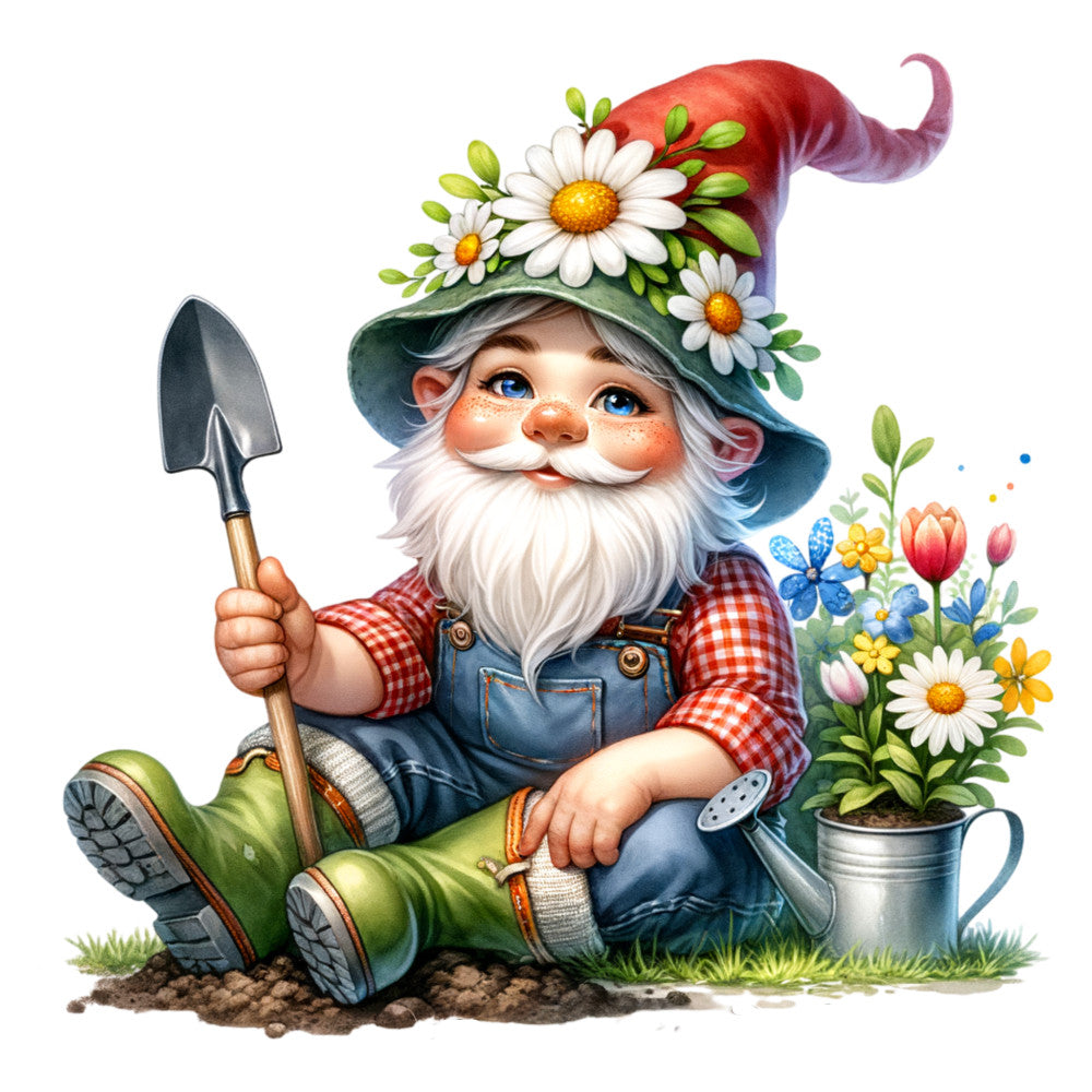 Spring Garden Gnome Fabric Panel 11