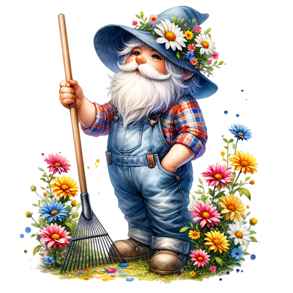 Spring Garden Gnome Fabric Panel 3