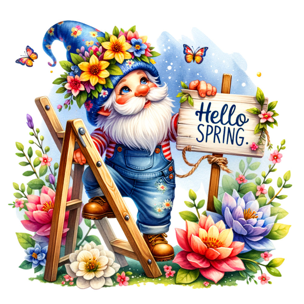 Spring Garden Gnome Fabric Panel 6