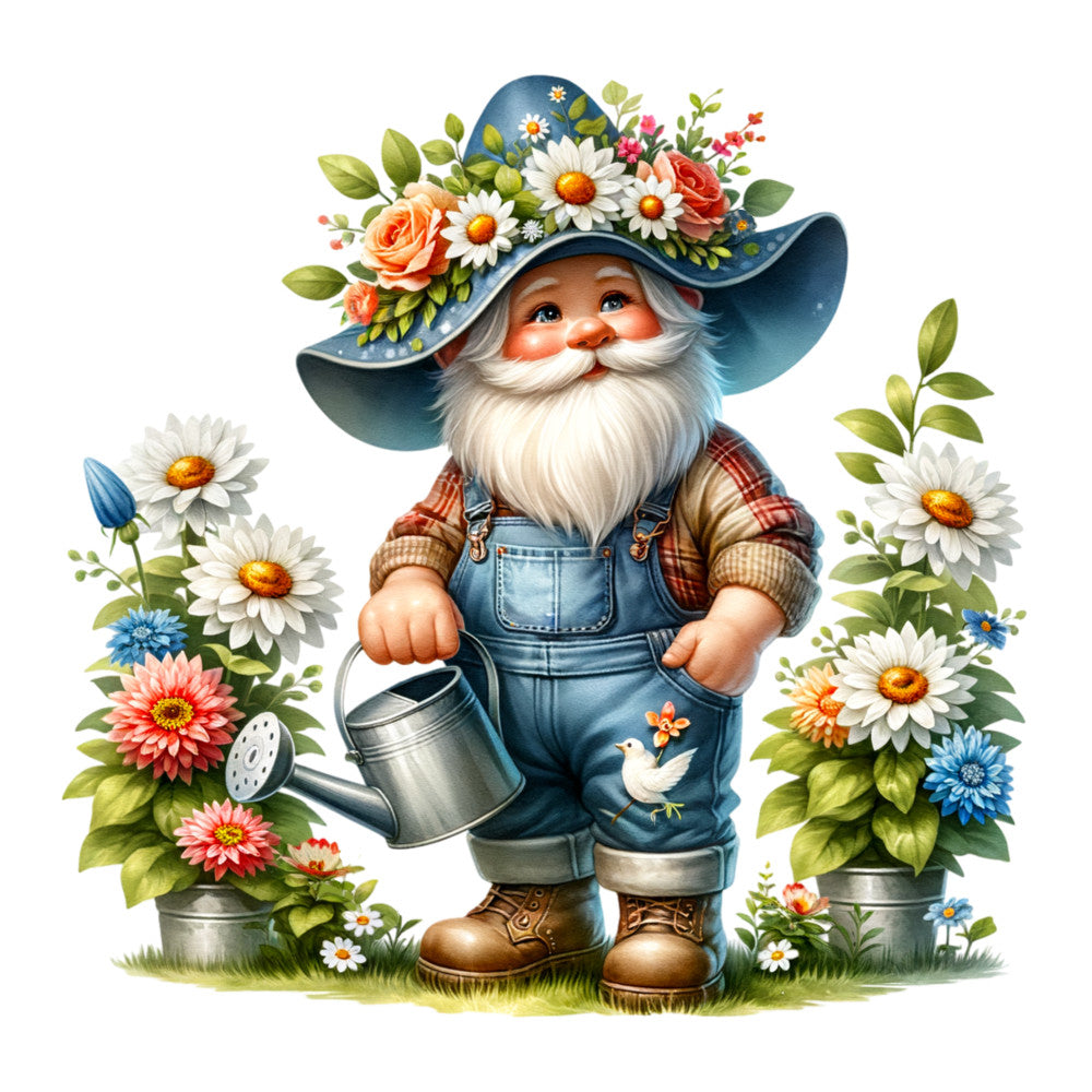 Spring Garden Gnome Fabric Panel 8