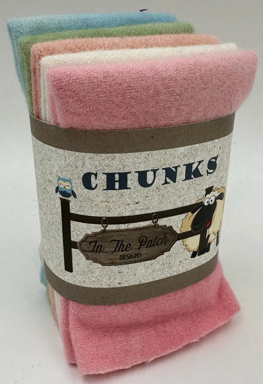 Spring Thyme Wool Chunks 5pc 9in x 10in - Linda's Electric Quilters