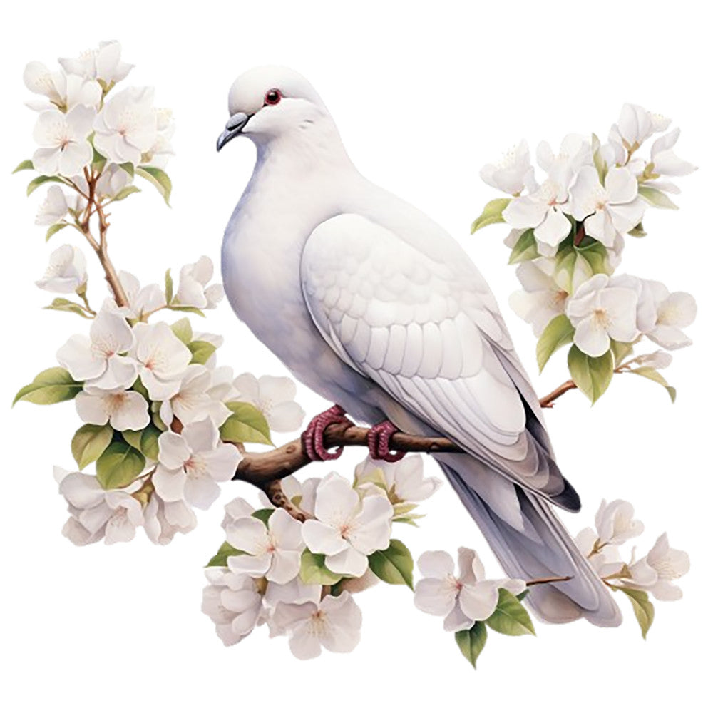 Spring White Doves Fabric Panel 1