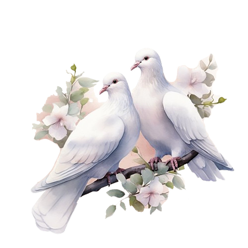 Spring White Doves Fabric Panel 11