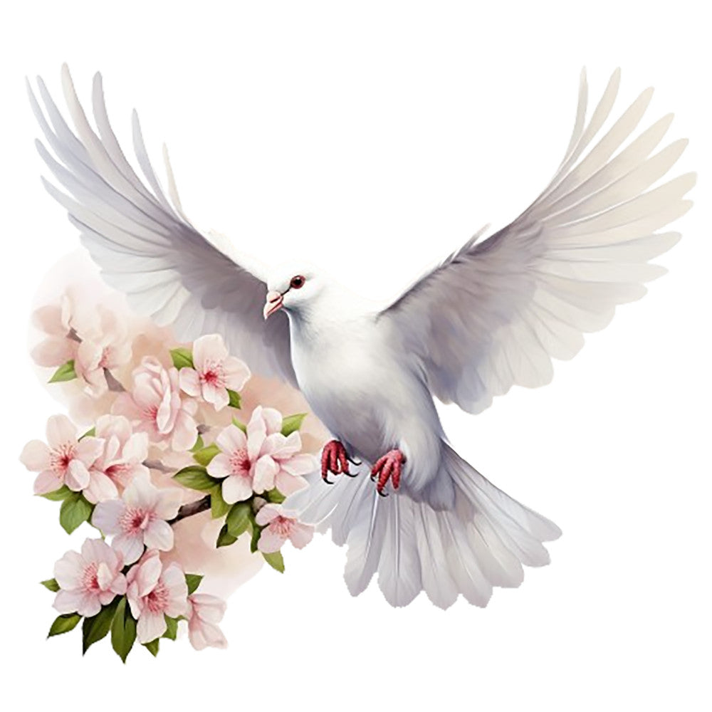 Spring White Doves Fabric Panel 3