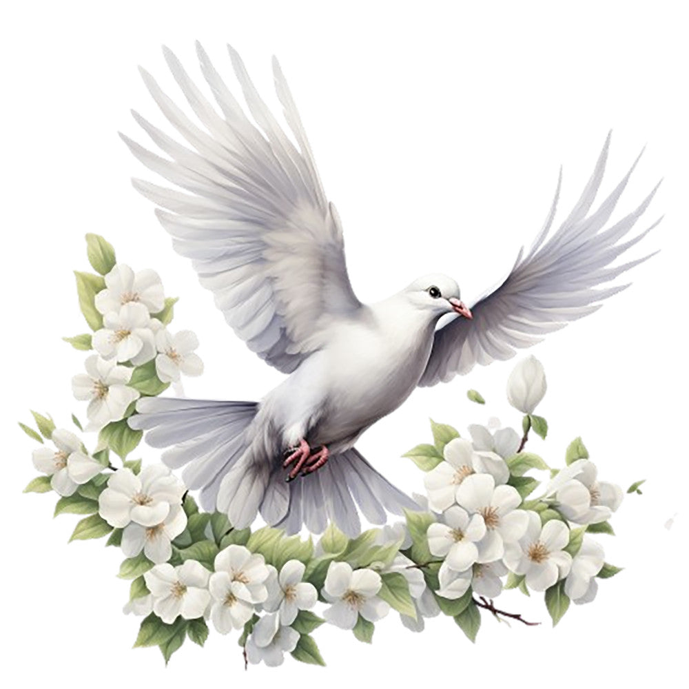 Spring White Doves Fabric Panel 4