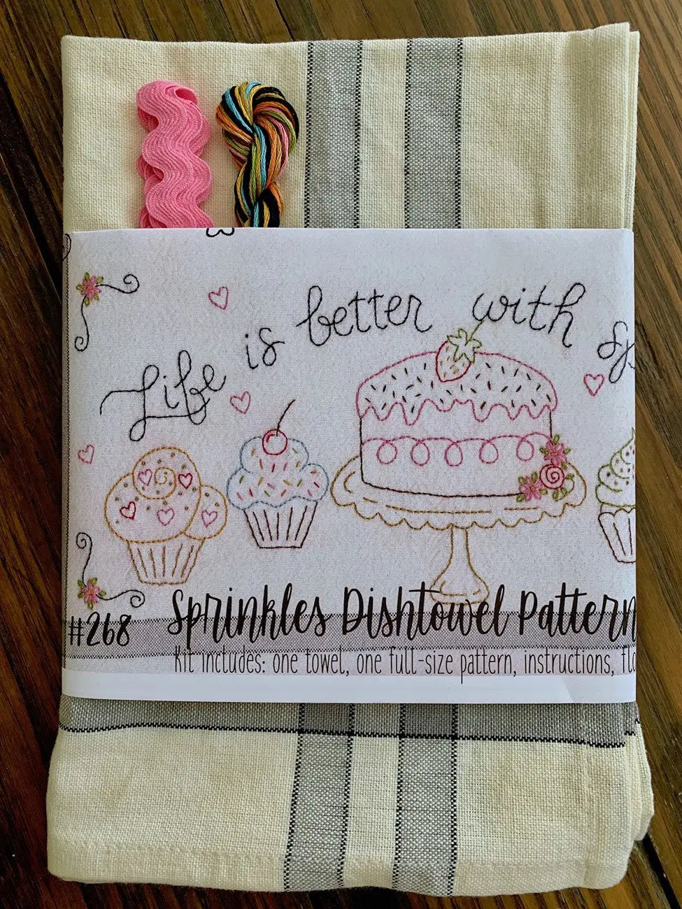Sprinkles Embroidery Dishtowel Kit - Linda's Electric Quilters