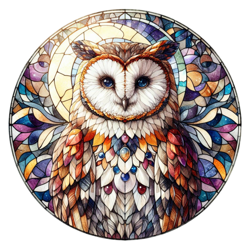 Stained Glass Owl Fabric Panel 1