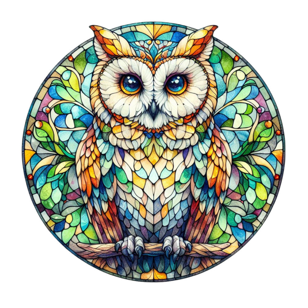 Stained Glass Owl Fabric Panel 11