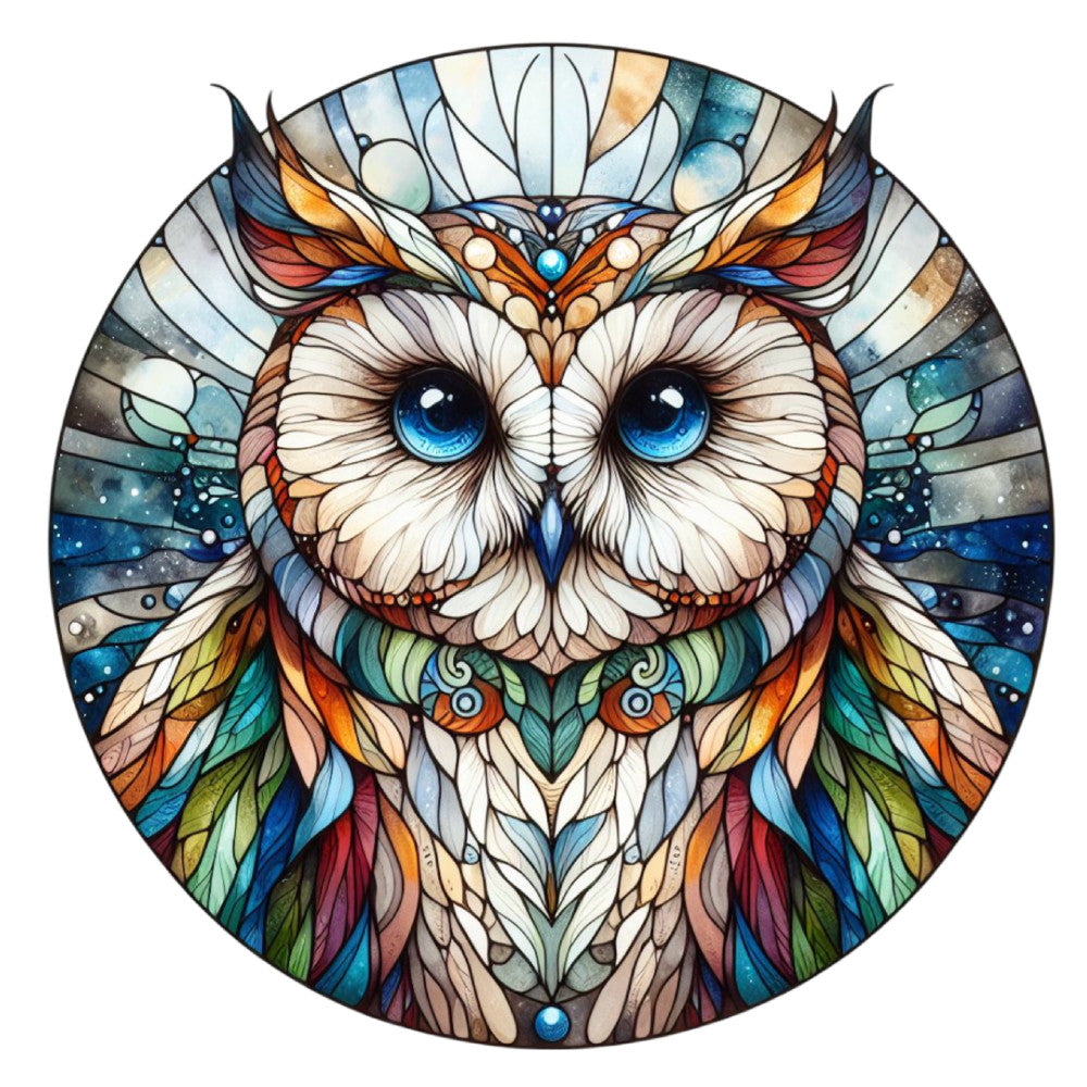 Stained Glass Owl Fabric Panel 12