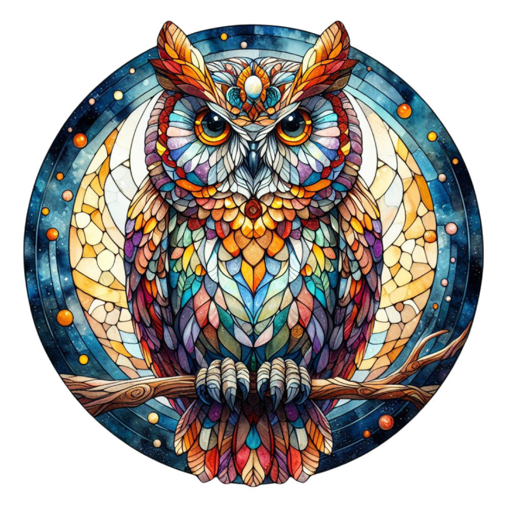 Stained Glass Owl Fabric Panel 13