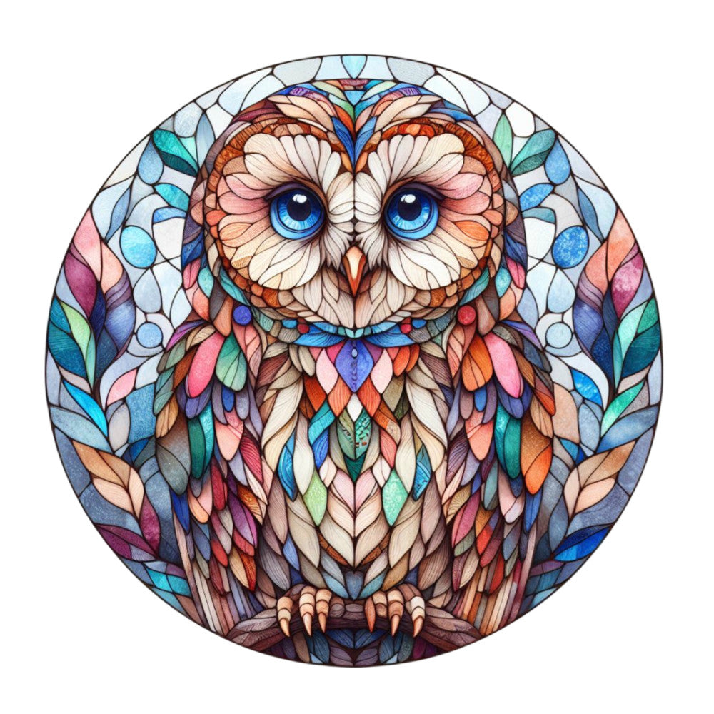 Stained Glass Owl Fabric Panel 15