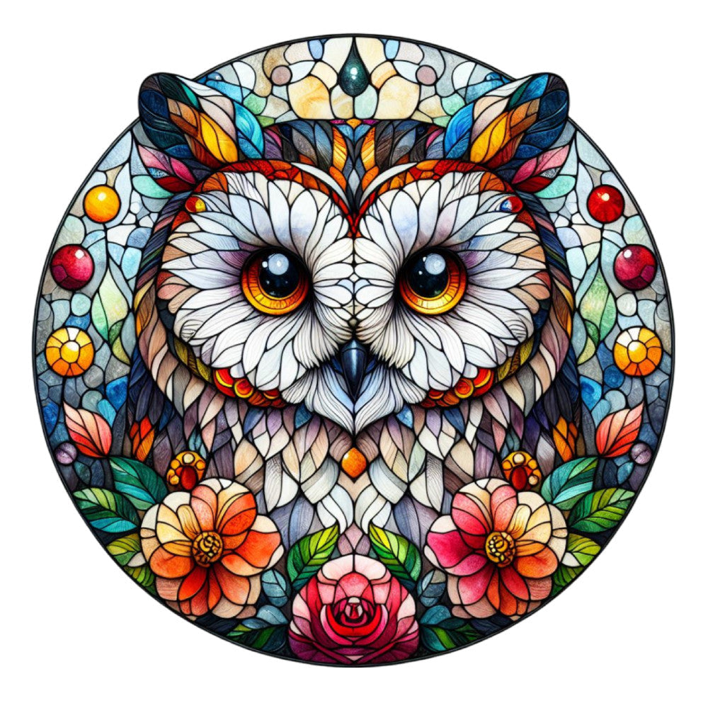 Stained Glass Owl Fabric Panel 16