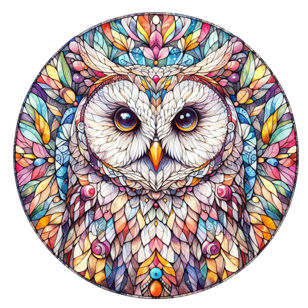 Stained Glass Owl Fabric Panel 17