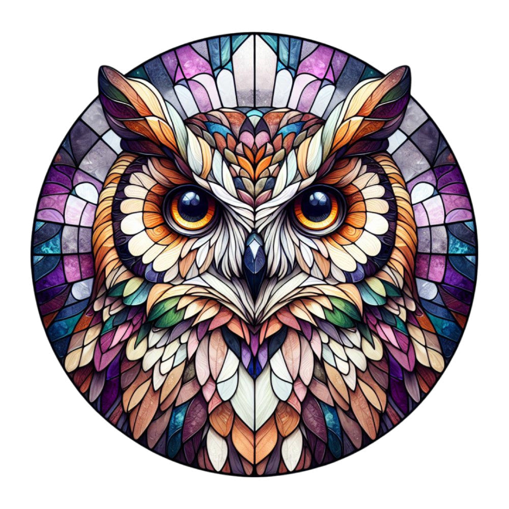 Stained Glass Owl Fabric Panel 18
