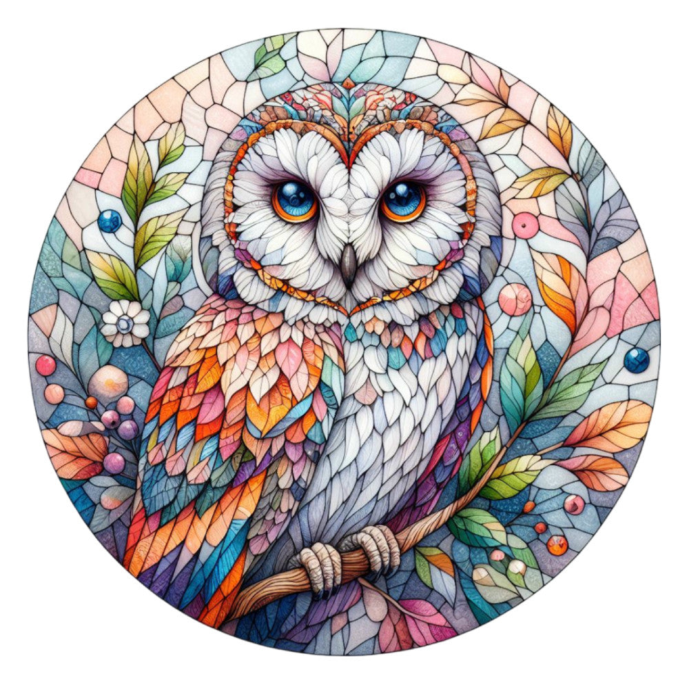 Stained Glass Owl Fabric Panel 19