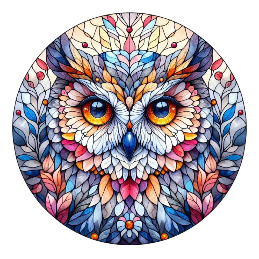 Stained Glass Owl Fabric Panel 4
