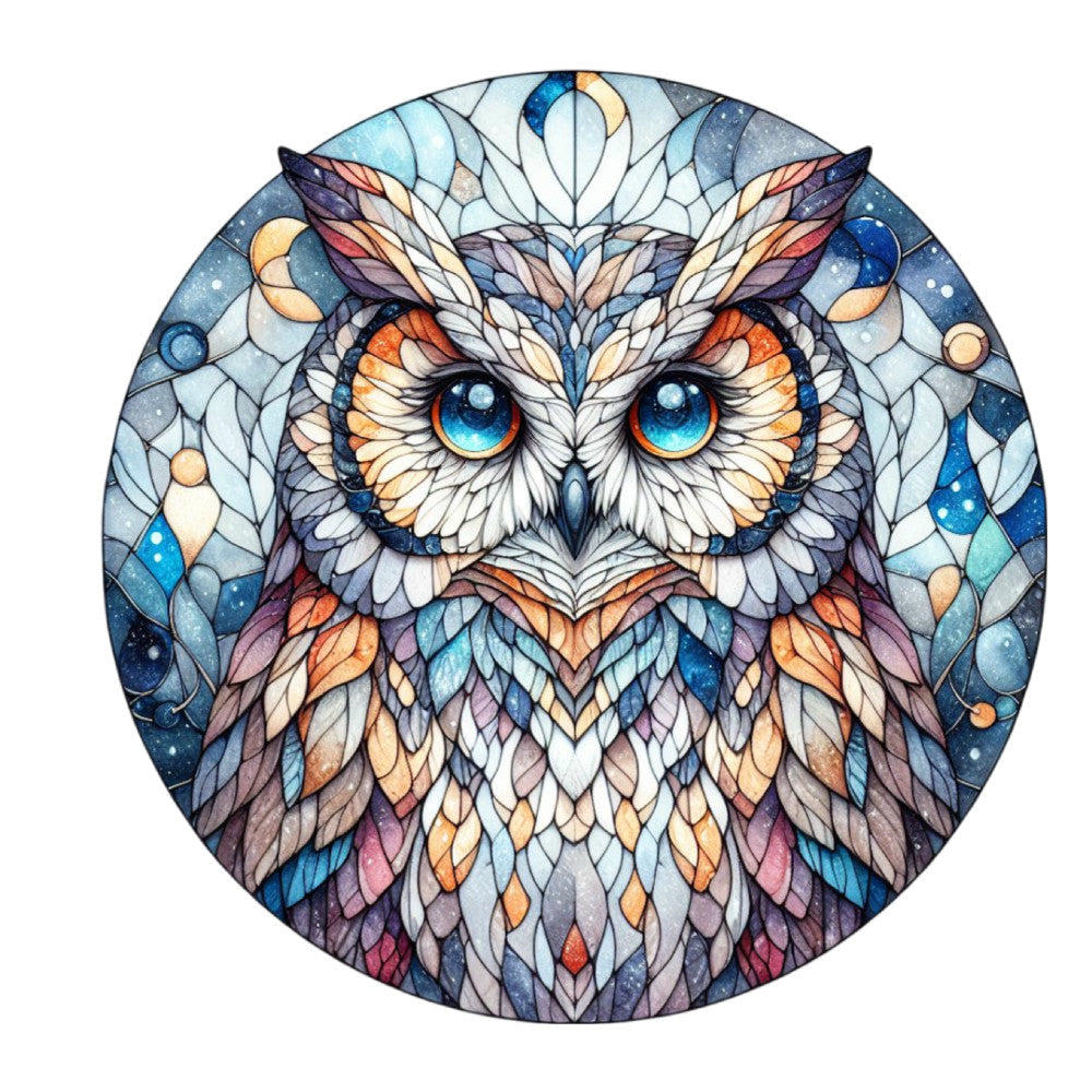 Stained Glass Owl Fabric Panel 5