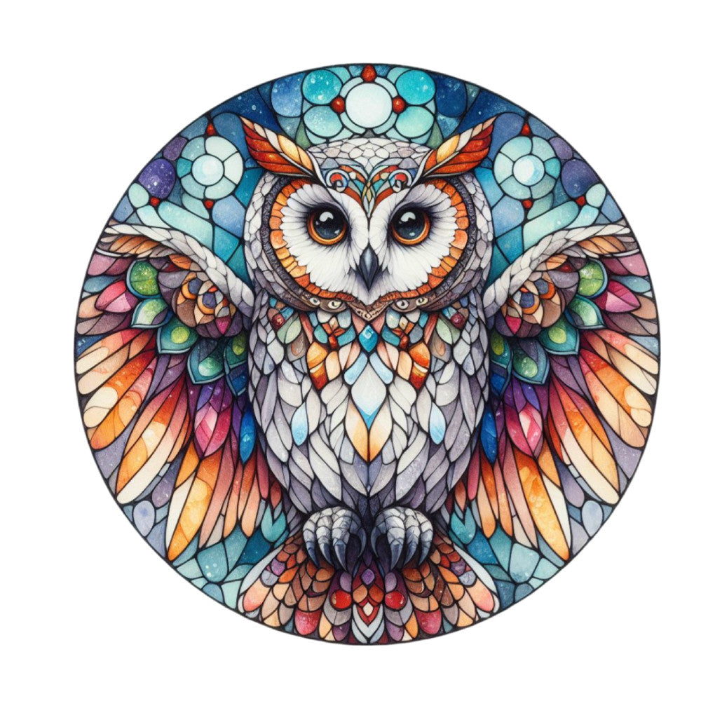 Stained Glass Owl Fabric Panel 7