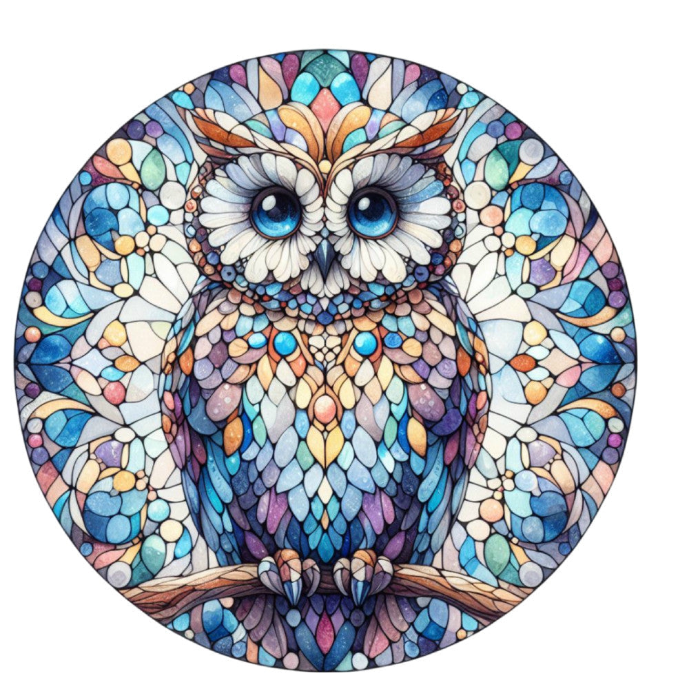 Stained Glass Owl Fabric Panel 8