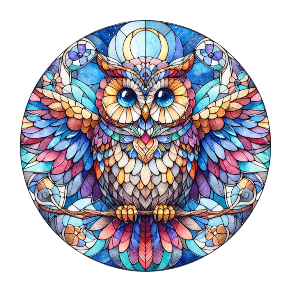 Stained Glass Owl Fabric Panel 9