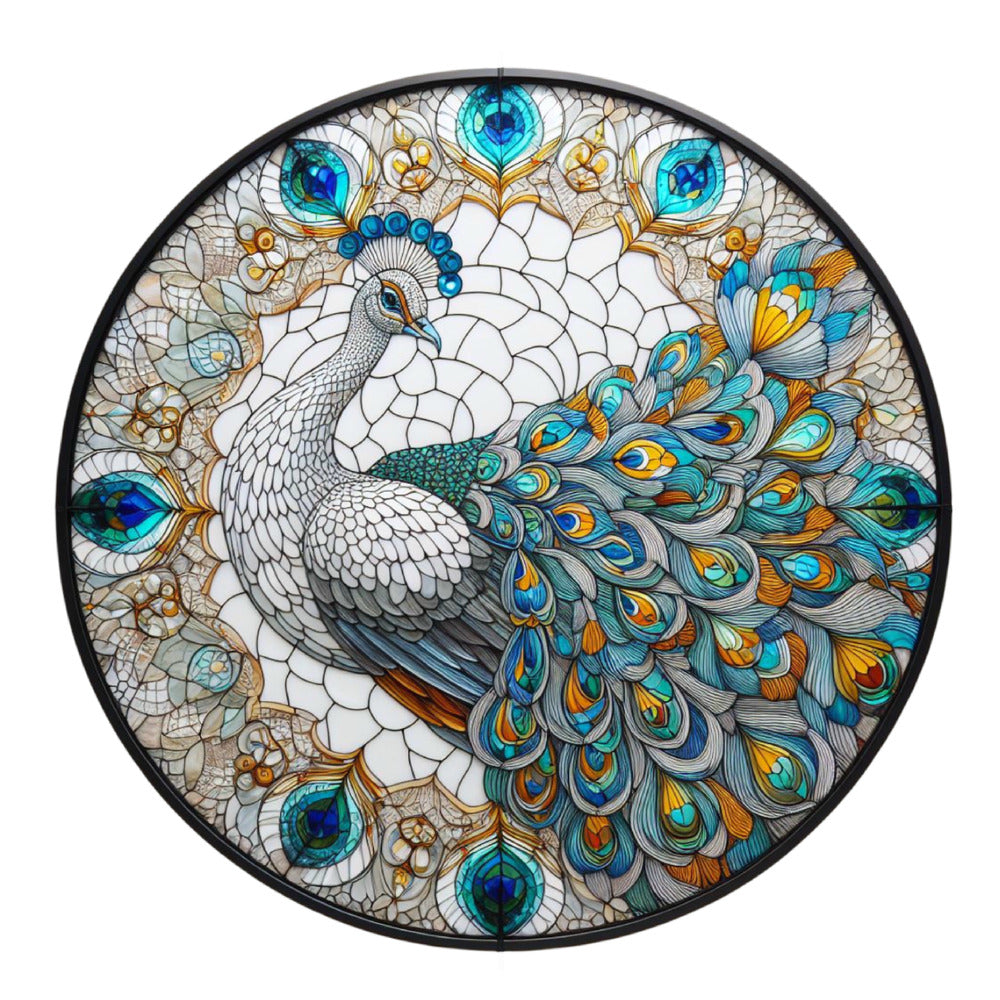 Stained Glass Peacocks Fabric Panel 3