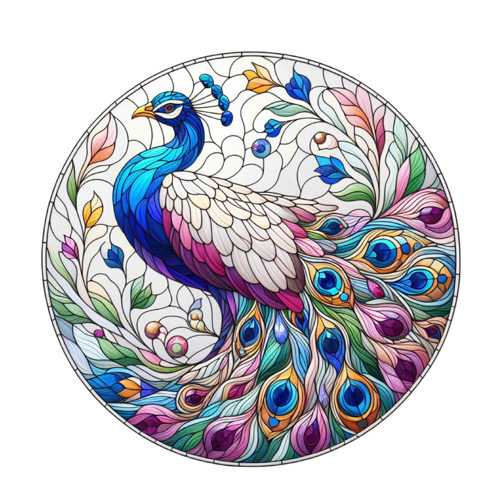 Stained Glass Peacocks Fabric Panel 8